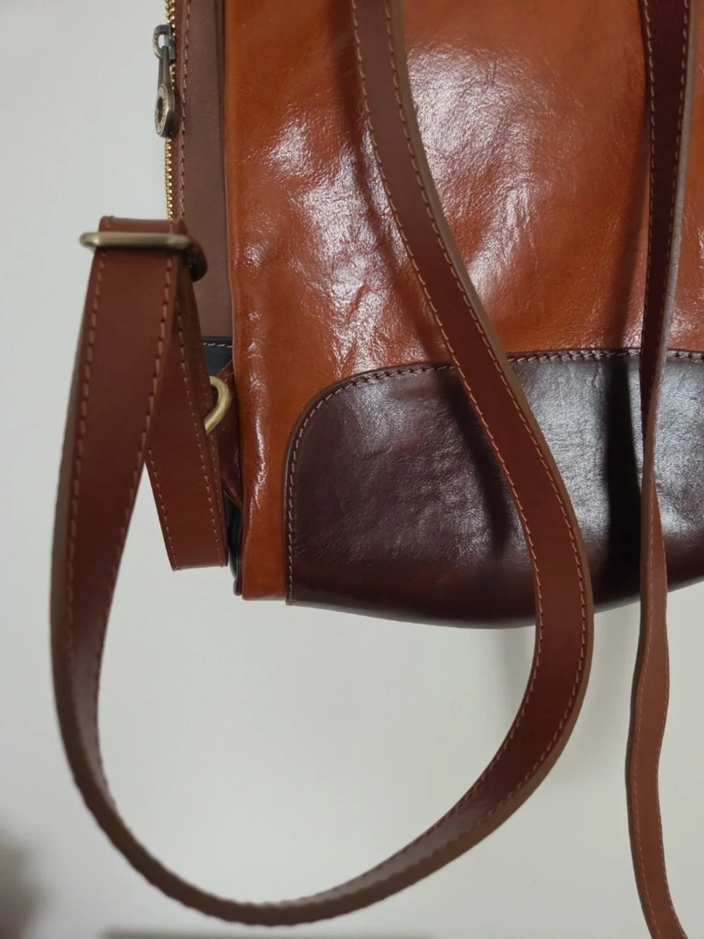 Vera Pelle Glossy Multi Color Leather Backpack Rare Euc Made In Italy